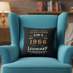 Coussin Anniversaire Personnalisé 60 ans Né en 1966 Légend