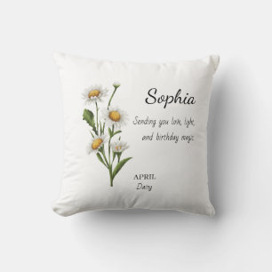 Coussin Anniversaire personnalisé d'avril Daisy