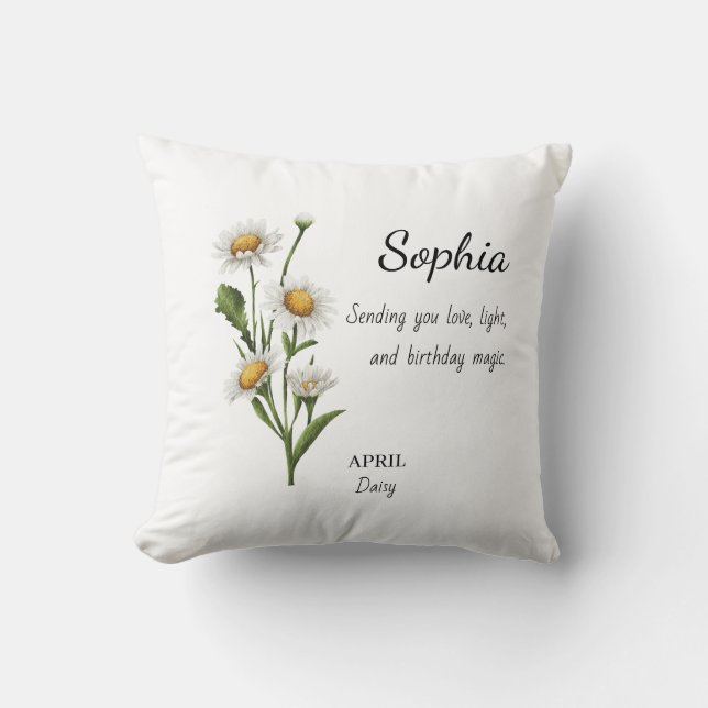 Coussin Anniversaire personnalisé d'avril Daisy (Recto)