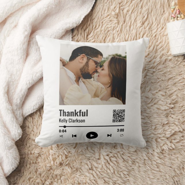 Coussin Anniversaire Personnalisé de Spotify Couple Photo (Couverture)