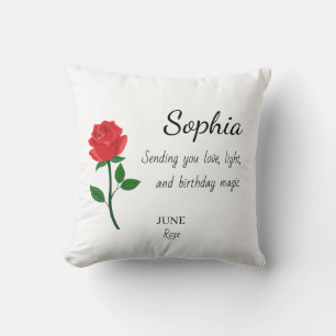 Coussin Anniversaire Personnalisé Rose de Juin