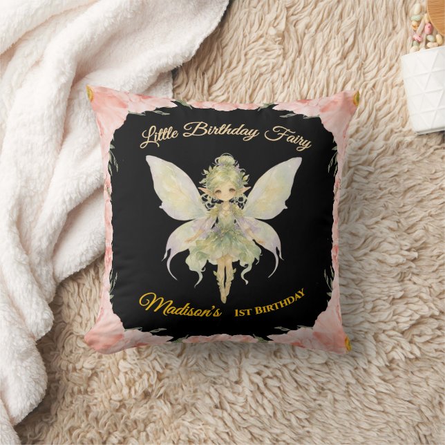 Coussin Anniversaire Petite Fée Florale Aquarelle  (Couverture)