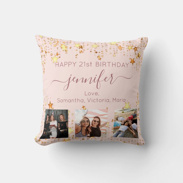 Coussin Anniversaire photo personnalisée meilleurs amis ro (Recto)