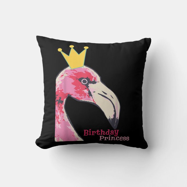 Coussin Anniversaire Princesse Flamant rose fille | Flaman (Recto)