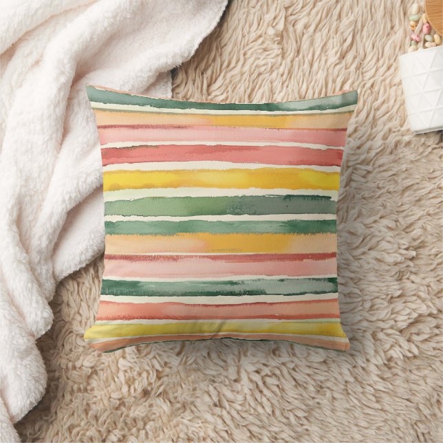 Coussin Anniversaire Rayures Fruités Rose Orange Vert Baie (Couverture)