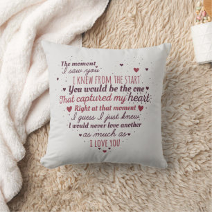 Coussin Anniversaire romantique ou d'amour poème mot art