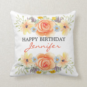 Coussin Anniversaire Rose orange
