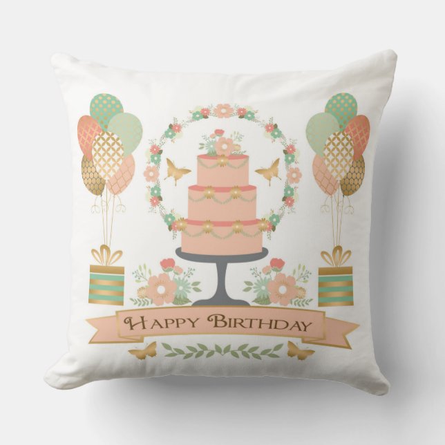 Coussin anniversaire rustique chic et moderne (Recto)
