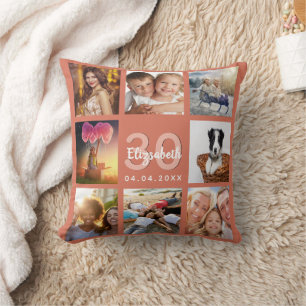 Coussin Anniversaire terre cuite photo collage femme