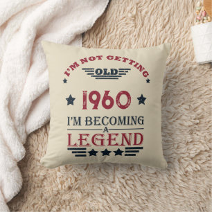 Coussin Anniversaire vintage personnalisé rouge bleu