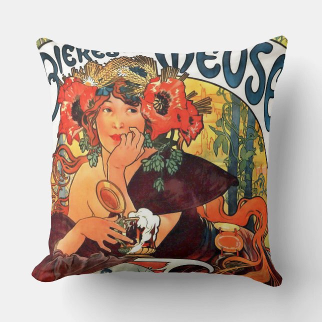 Coussin Annonce 1897 de bière de Nouveau d'art (Recto)
