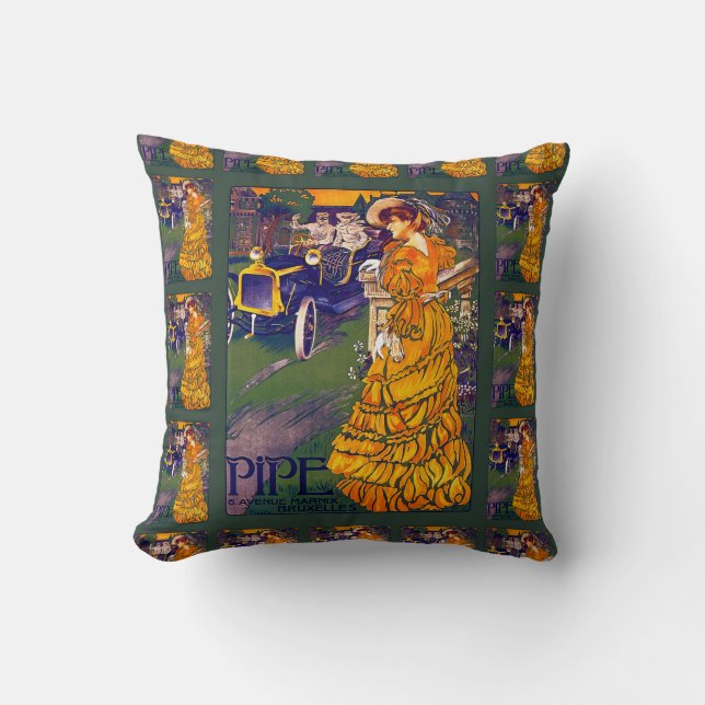 Coussin Annonce automobile Art nouveau en Belgique (Recto)