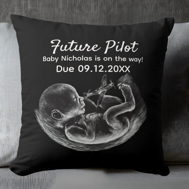 Coussin Annonce de grossesse Future Pilote Humour Aviation (Créateur téléchargé)