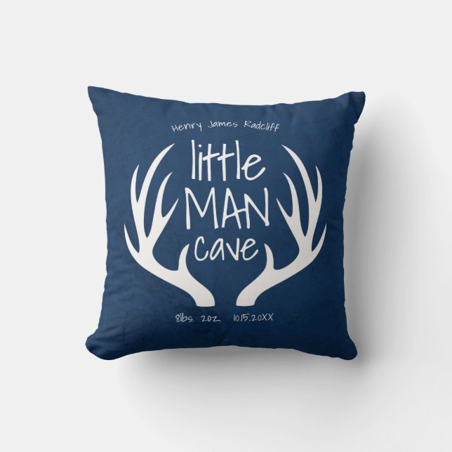 Coussin Annonce de la grotte de bébé garçon bleu mignon (Recto)
