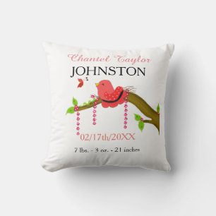 Coussin Annonce de naissance de bébé oiseau