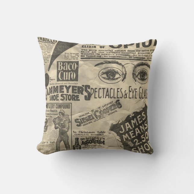 Coussin Annonces de journaux anciens (Recto)