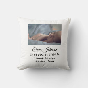 Coussin Annonces de naissance ajouter la date photo heure