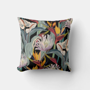 Coussin Anthurium et strelitzia sans couture motif vintage