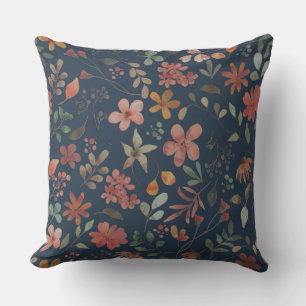 Coussin Antique aquarelle Imprimer floral sur marine