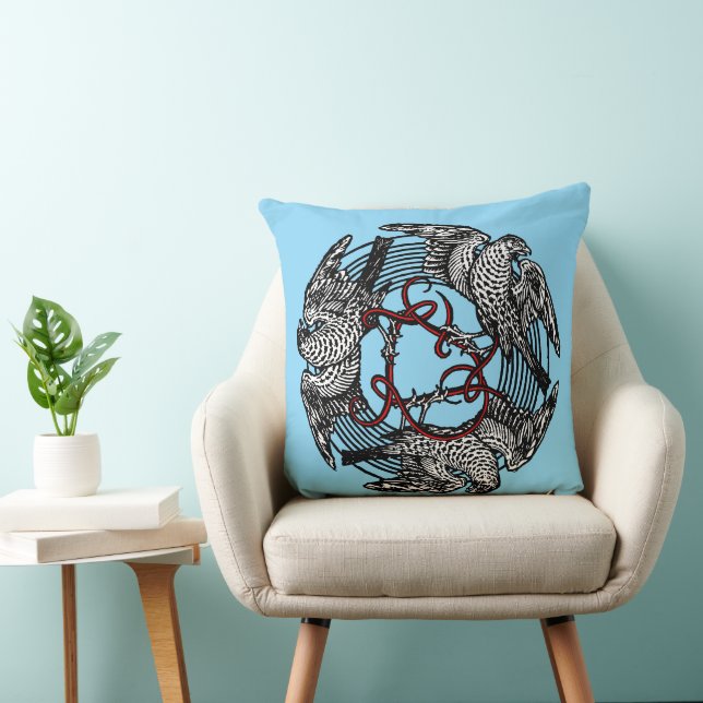 Coussin Antique Bookplate Trois Hawks William de Morgan (Chaise)