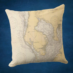 Coussin Antique carte nautique de Tampa Bay Floride