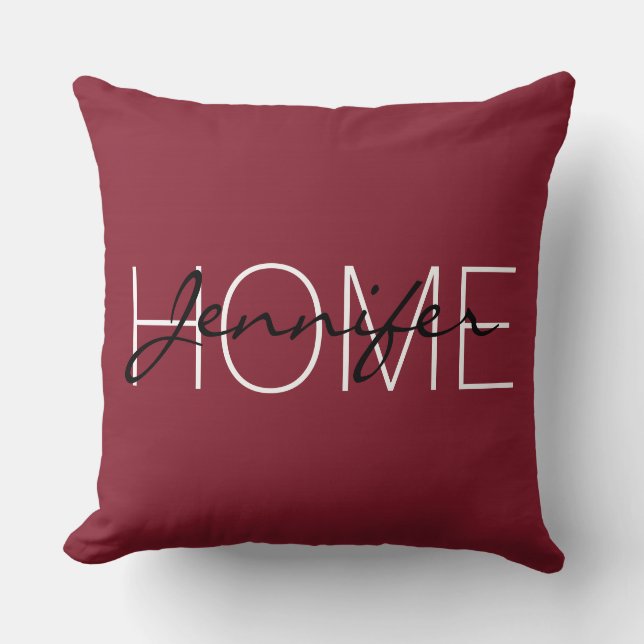 Coussin Antique couleur rubis maison monogramme (Recto)