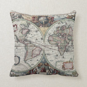 Coussin antique de carte du monde