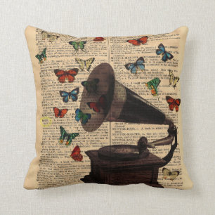 Coussin antique de dictionnaire de papillons de