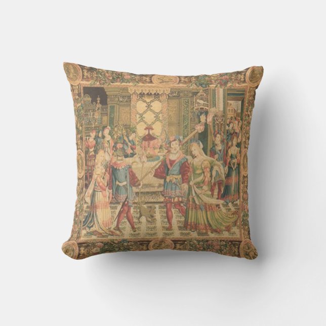 Coussin antique de regard de tapisserie (Recto)