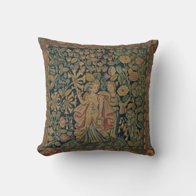 Coussin antique de regard de tapisserie (Recto)