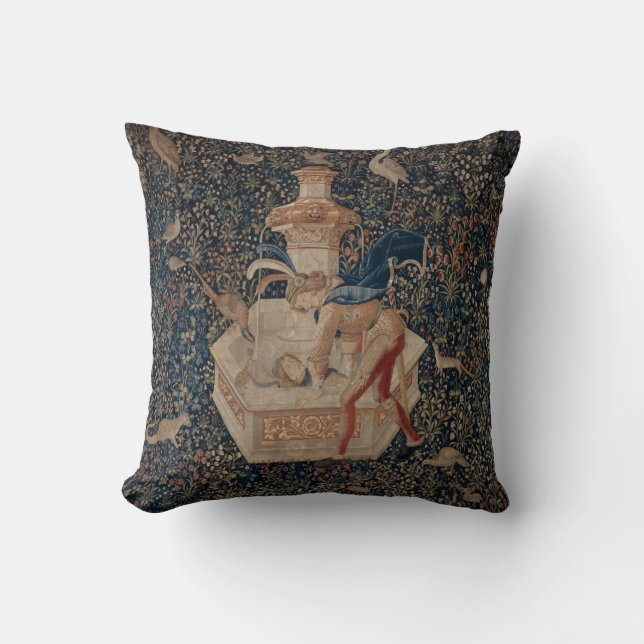 Coussin antique de regard de tapisserie (Recto)