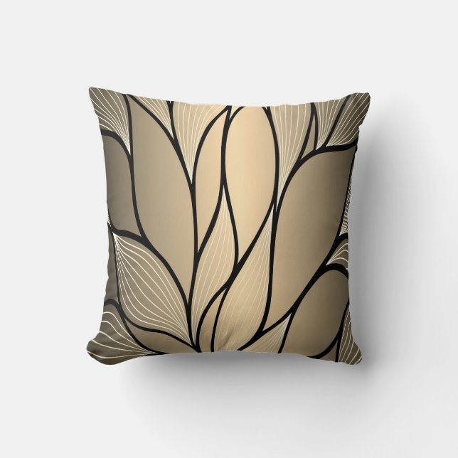 Coussin Antique Gold Creative Leave Motif (Recto)