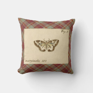 Coussin Antique Moth Imprimer Rouge Tartan Plaid Jeu Oreil