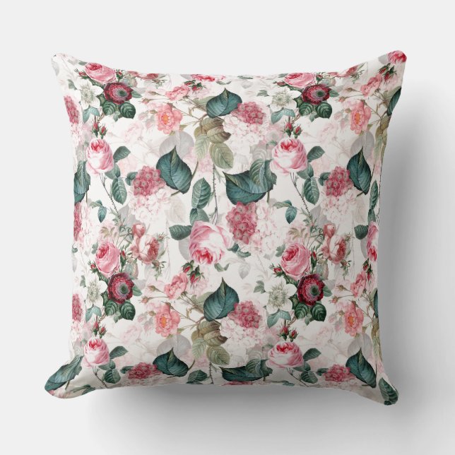 Coussin Antique Nostalgale Redouté Rose Motif rose (Recto)