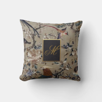 Coussin Antique, or, soie, nature, Peinture, asiatique, Oi