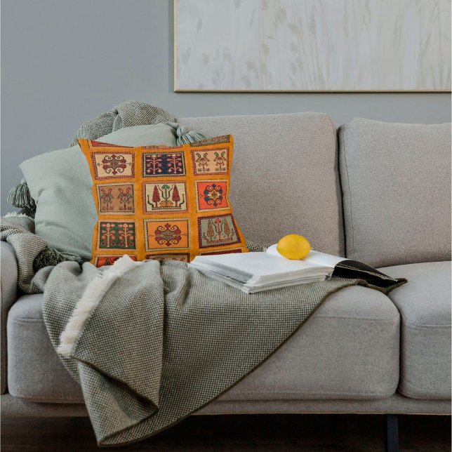 Coussin Antique Orange Turc Kilim Tapis de tapis (Créateur téléchargé)