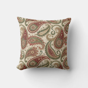 Coussin Antique Paisley & Floral Scroll Damask Art Textile