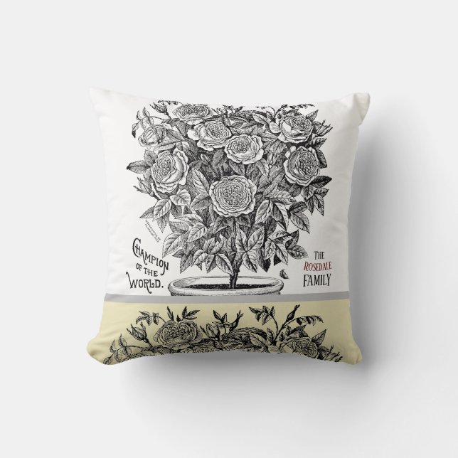 Coussin Antique Rosebush - Votre choix de texte (Recto)