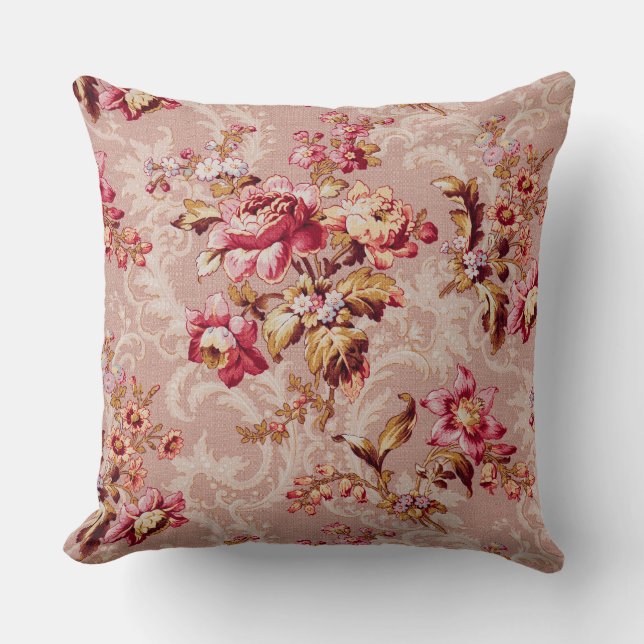 Coussin Antique Shabby Beau motif floral Vintage (Recto)
