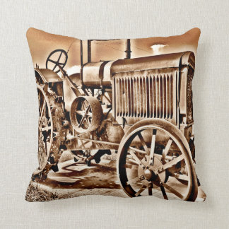 Coussin Antique Tracteur Équipement Agricole Classic Sepia