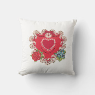 Coussin Antique Valentine Coeur de fleurs