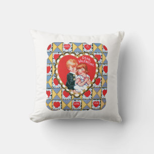 Coussin Antique Valentine Couple Heart