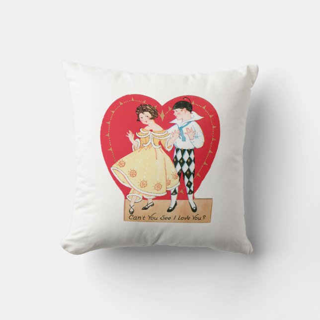 Coussin Antique Valentine Couple Heart (Recto)