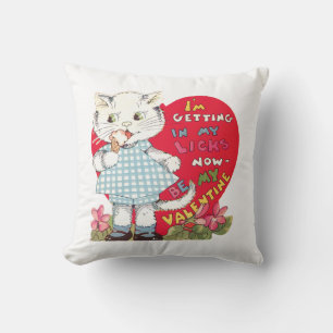 Coussin Antique Valentine Kitten Coeur