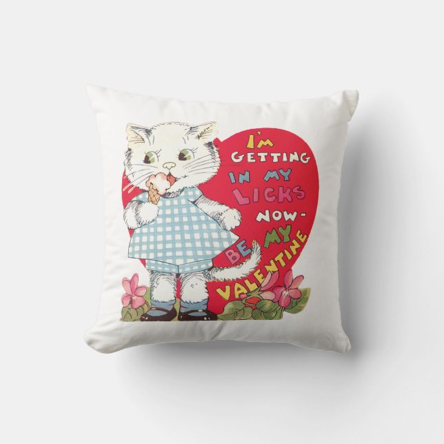 Coussin Antique Valentine Kitten Coeur (Recto)