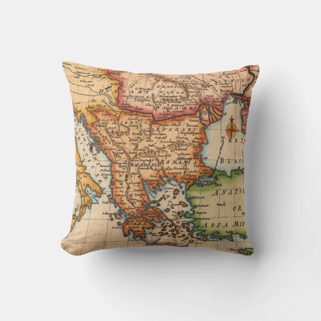 Coussin Antique vieille carte inspirée (2) (Recto)
