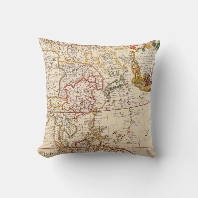 Coussin Antique vieille carte inspirée (6) (Recto)