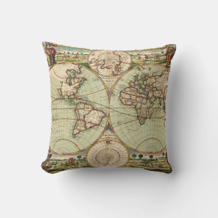Coussin Antique Vintage carte du monde