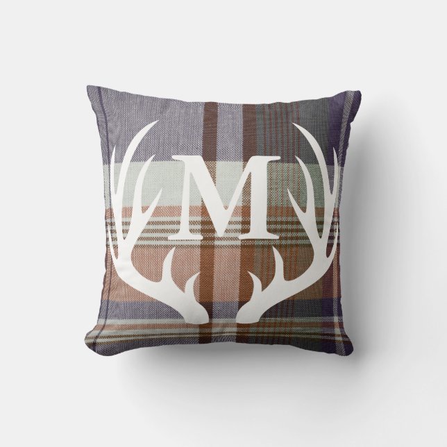 Coussin Antler blanc de cerf blanc de couleur orange rusti (Recto)
