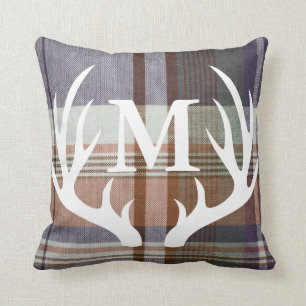 Coussin Antler blanc de cerf blanc de couleur orange rusti